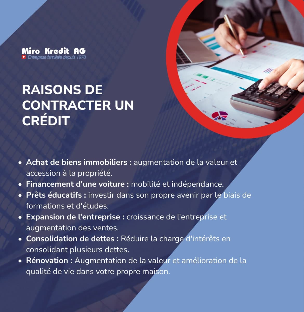 RAISONS DE CONTRACTER UN CRÉDIT