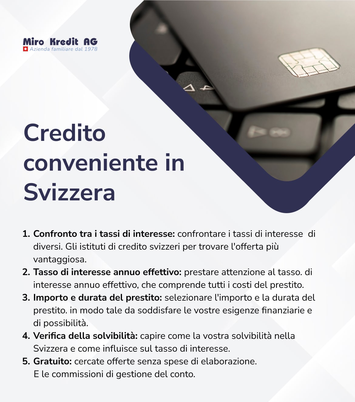 Credito conveniente in Svizzera